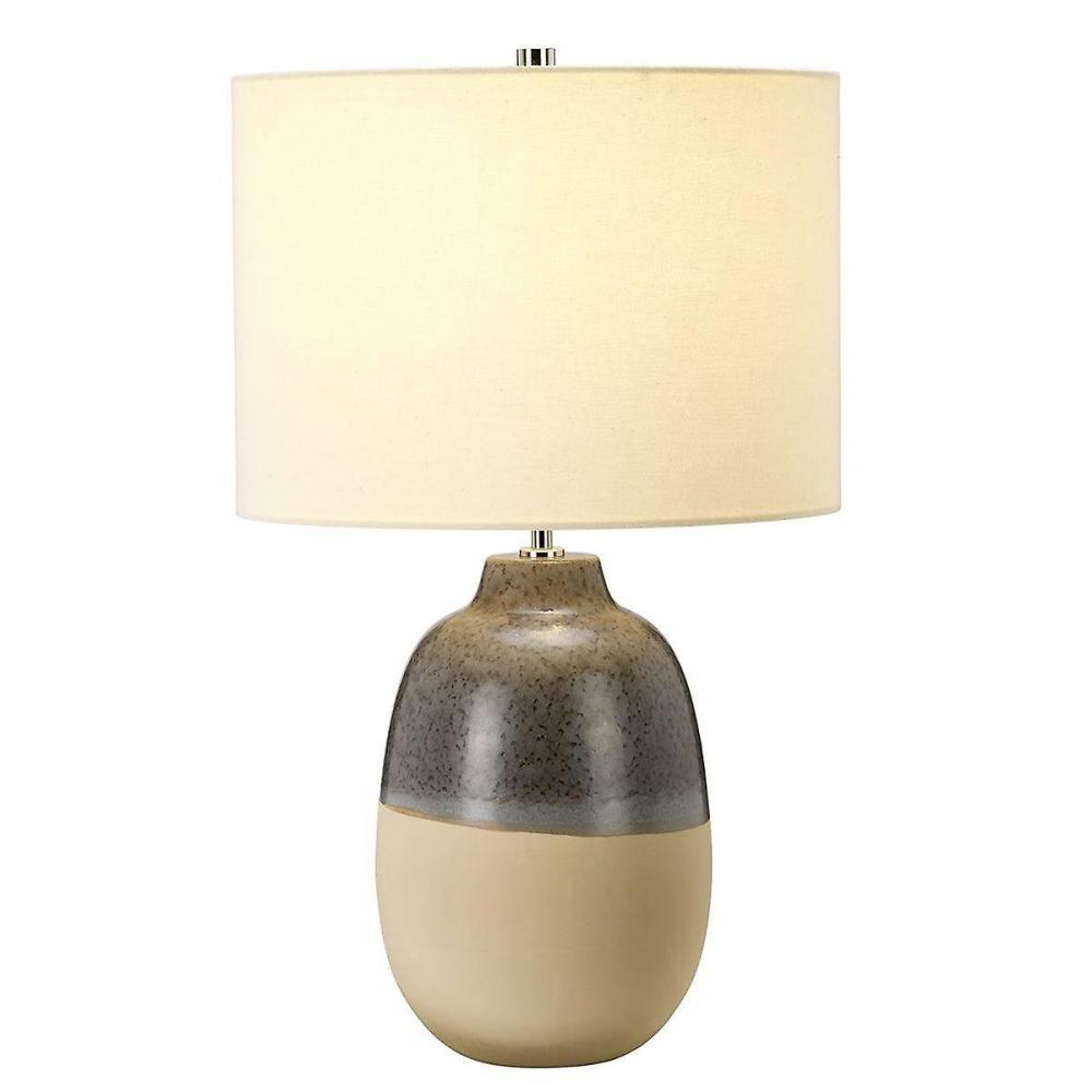 seda hneda glazura keramicka stolna lampa matny kremovy vaza bezovy textilne tienidlo moderny eklekticky mediteransky styl lameridiana interierovy dizajn.jpg